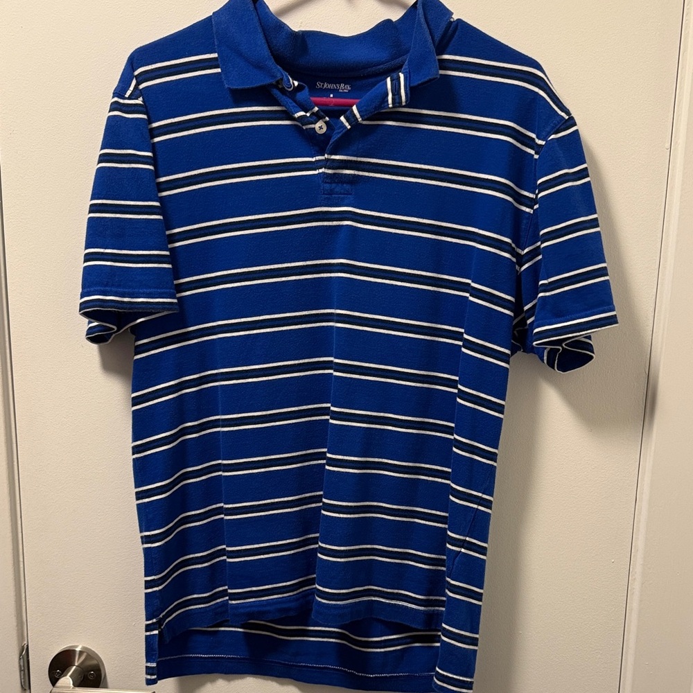 St John’s Bay Polo Shirt with Blue and White Stripes